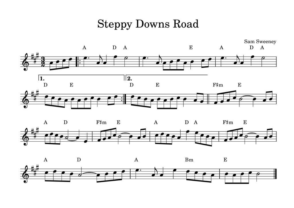 Steppy Downs music dots