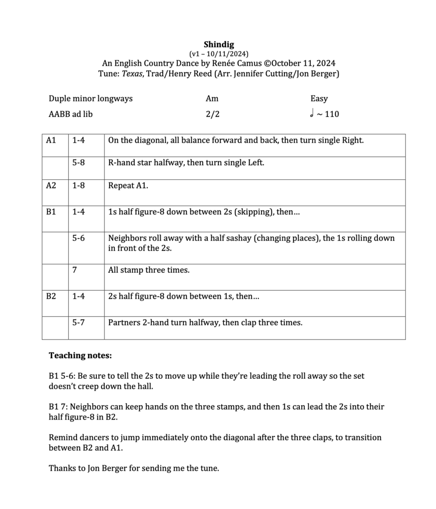 Shindig english country dance instructions